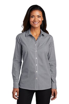 LW644 Port Authority Ladies Broadcloth Gingham Easy Care Shirt Black/ White