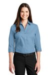 LW102 Port Authority Ladies 3/4-Sleeve Carefree Poplin Shirt Carolina Blue