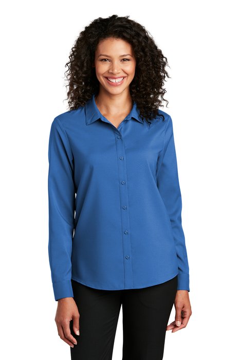 LW401 Port Authority Ladies Long Sleeve Performance Staff Shirt True Blue