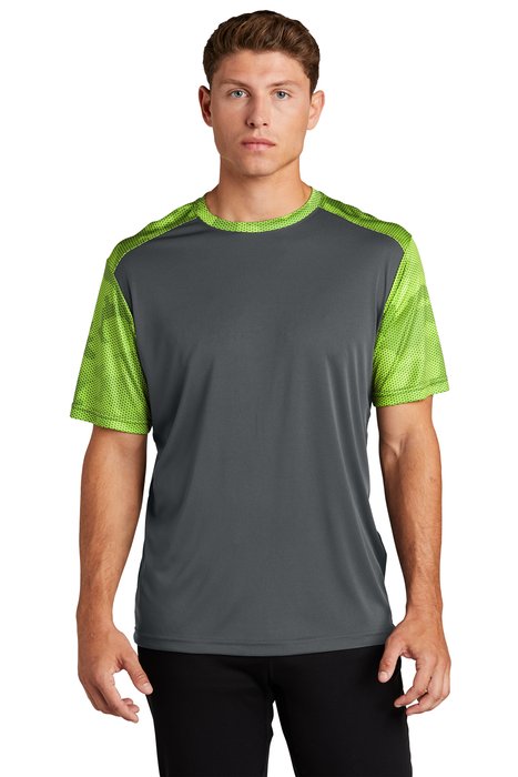 ST371 Sport-Tek 4-ounce 100% Polyester T-Shirt Iron Grey/ Lime Shock