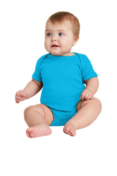 RS4400 Rabbit Skins Infant Short Sleeve Baby Rib Bodysuit Turquoise