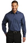 W643 Port Authority Micro Tattersall Easy Care Shirt Navy/ Heritage Blue