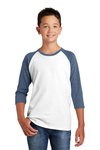 DT6210Y District 4.3-ounce 100% Cotton T-Shirt Heathered Navy/ White