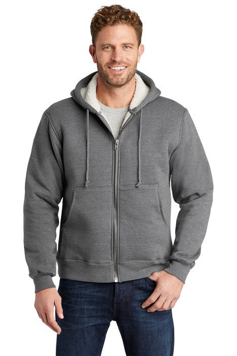 CS625 CornerStone Heavyweight Sherpa-Lined Hooded Fleece Jacket Grey