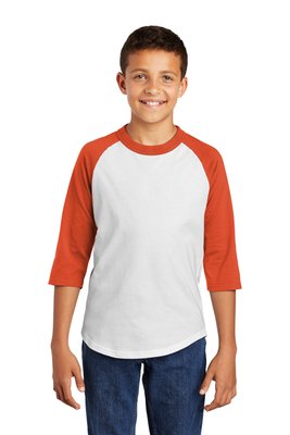 YT200 Sport-Tek 5.2-ounce 100% Cotton T-Shirt White/ Deep Orange
