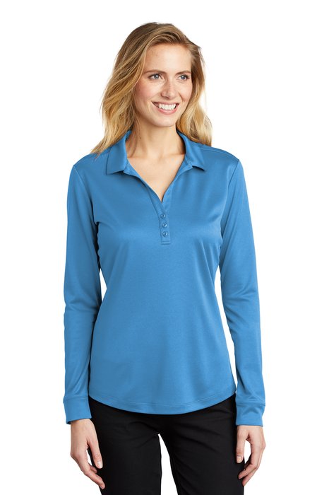 L540LS Port Authority 4-ounce Ladies Silk Touch Performance Long Sleeve Polo Carolina Blue