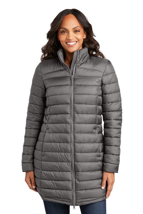 L365 Port Authority Ladies Horizon Puffy Long Jacket Deep Smoke