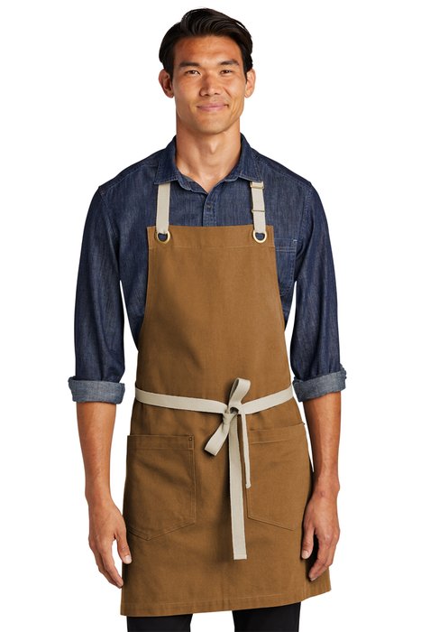 A815 Port Authority Canvas Full-Length Two-Pocket Apron Duck Brown/ Stone