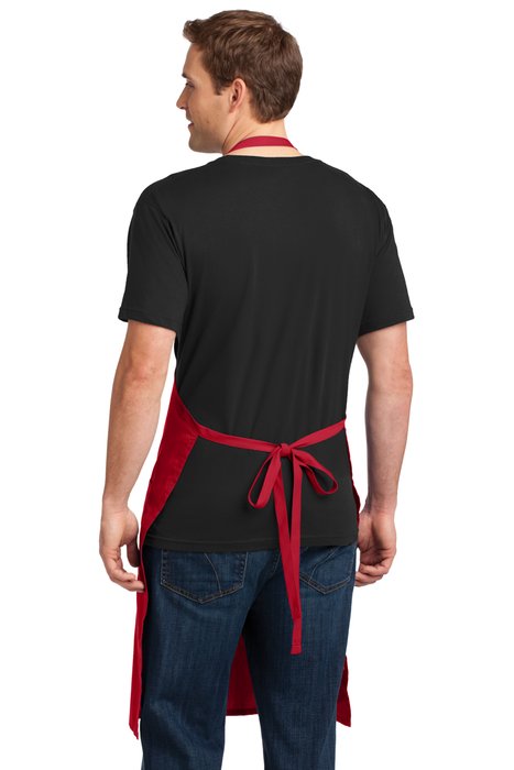 A700 Port Authority Easy Care Extra Long Bib Apron with Stain Release Red