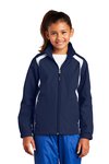YST60 Sport-Tek Youth Colorblock Raglan Jacket True Navy/ White
