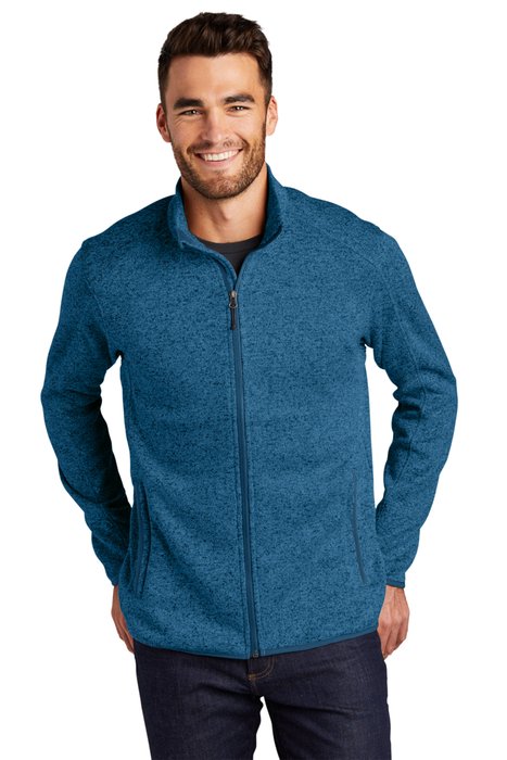 F232 Port Authority Sweater Fleece Jacket Medium Blue Heather