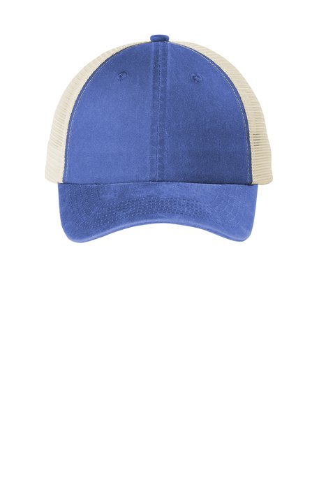 C943 Port Authority Beach Wash Mesh Back Cap Blue Moon/ Stone