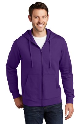 PC850ZH Port & Company Fan Favorite Fleece Full-Zip Hooded Sweatshirt Team Purple