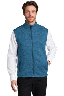 F236 Port Authority Sweater Fleece Vest Medium Blue Heather