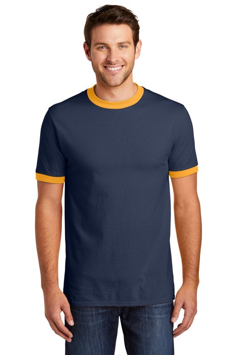 PC54R Port & Company 5.4-ounce 100% Cotton T-Shirt Navy/ Gold