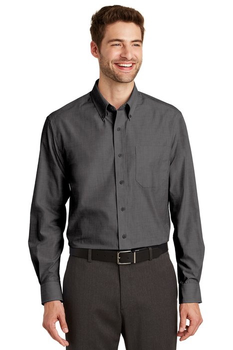 S640 Port Authority Crosshatch Easy Care Shirt Soft Black
