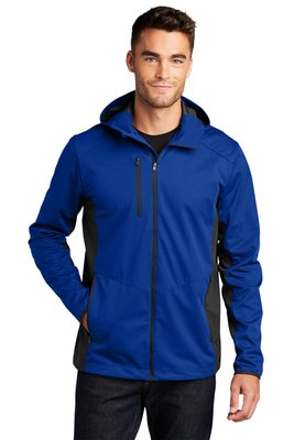 J719 Port Authority Active Hooded Soft Shell Jacket True Royal/ Deep Black