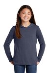 DT139Y District Youth Perfect Tri Long Sleeve Hoodie Navy Frost
