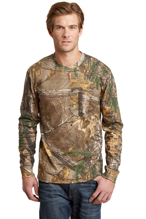 S020R Russell Outdoors Realtree Long Sleeve Explorer 100% Cotton T-Shirt with Pocket Realtree Xtra