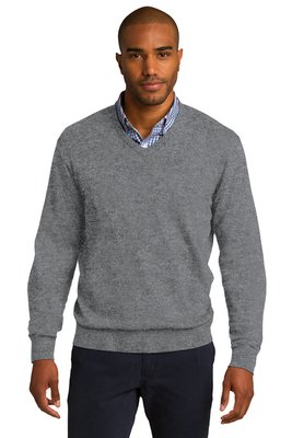 SW285 Port Authority V-Neck Sweater Medium Heather Grey
