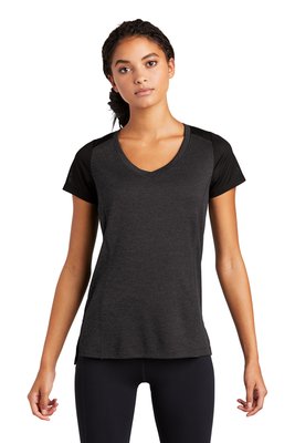LST465 Sport-Tek 4-ounce 100% Polyester T-Shirt Black Heather/ Black