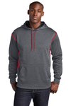 F246 Sport-Tek Tech Fleece Colorblock Hooded Sweatshirt Graphite Heather/ True Red