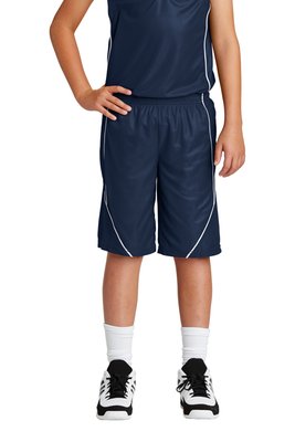 YT565 Sport-Tek Youth PosiCharge Mesh Reversible Spliced Short True Navy