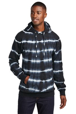 PC143 Port & Company Allover Stripe Tie-Dye Fleece Black/ White
