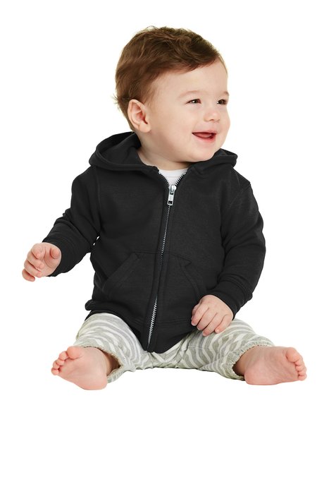 CAR78IZH Port & Company Infant Core Fleece Full-Zip Hooded Sweatshirt Jet Black