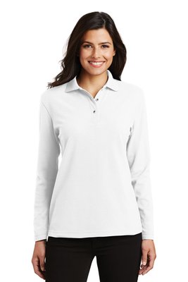L500LS Port Authority 5-ounce Ladies Silk Touch Long Sleeve Polo White