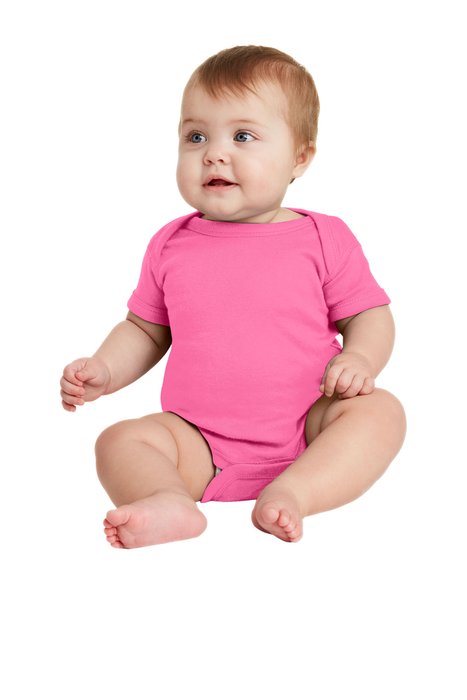 RS4400 Rabbit Skins Infant Short Sleeve Baby Rib Bodysuit Hot Pink
