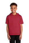 YST251 Sport-Tek Youth Sport-Wick Fleece Short Sleeve Hooded Pullover Deep Red