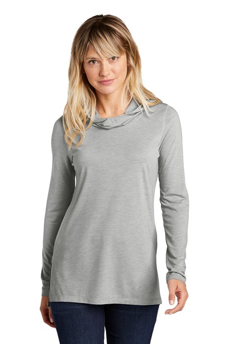 LST406 Sport-Tek Ladies PosiCharge Tri-Blend Wicking Long Sleeve Hoodie Light Grey Heather