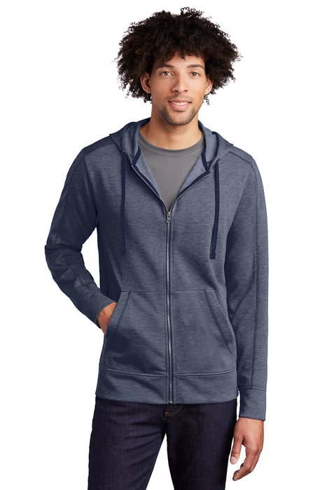 ST293 Sport-Tek PosiCharge Tri-Blend Wicking Fleece Full-Zip Hooded Jacket True Navy Heather