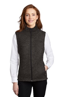L236 Port Authority 8.8-ounce Ladies Sweater Fleece Vest Black Heather