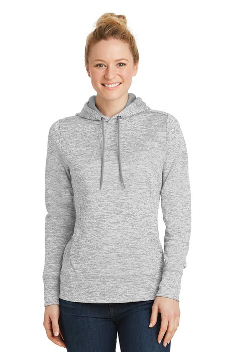 LST225 Sport-Tek Ladies PosiCharge Electric Heather Fleece Hooded Pullover Silver Electric