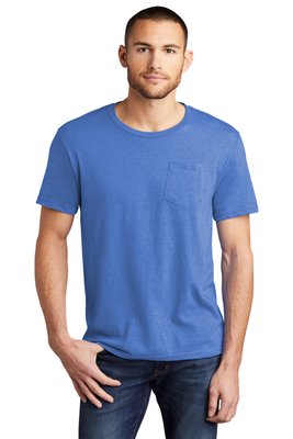 DT6000P District Very Important Tee with Pocket. Heathered Royal