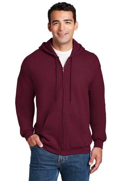 F283 Hanes Ultimate Cotton Full-Zip Hooded Sweatshirt Maroon