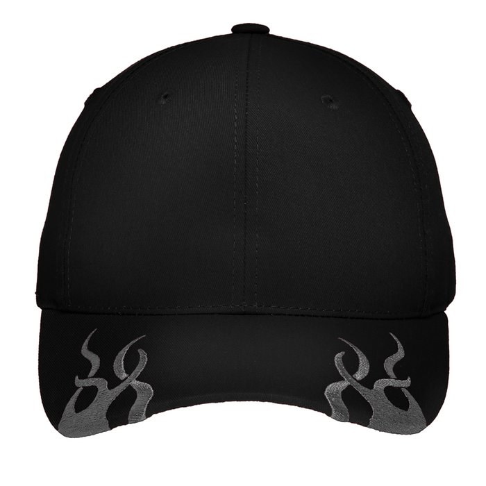 C857 Port Authority Racing Cap with Flames Black/ Charcoal