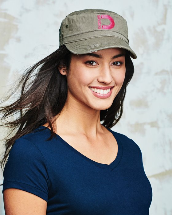 DT605 District Distressed Military Hat Black