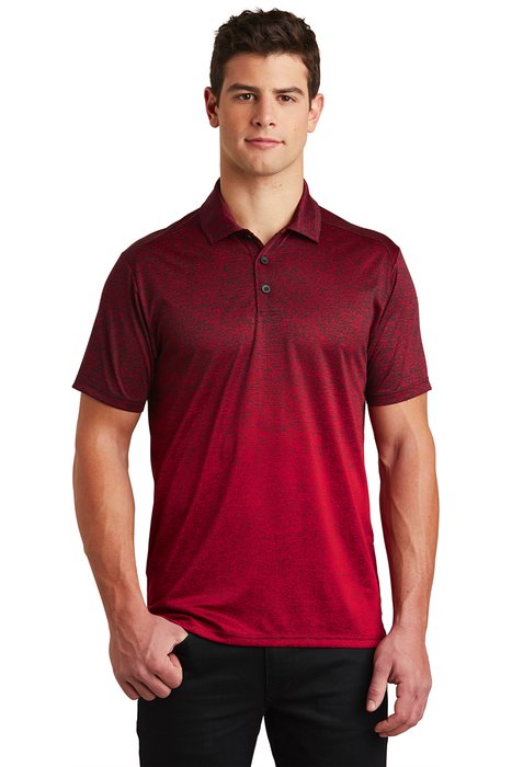 ST671 Sport-Tek 4.9-ounce Ombre Heather Polo Deep Red/ Black