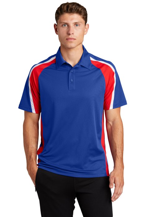 ST654 Sport-Tek 3.8-ounce Tricolor Micropique Sport-Wick Polo True Royal/ True Red/ White