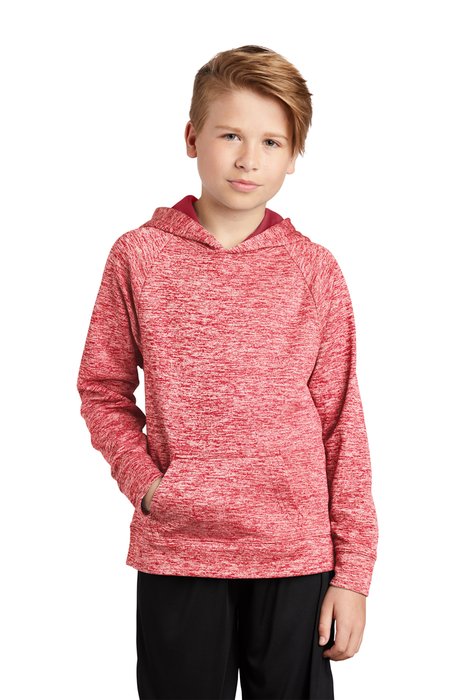 YST225 Sport-Tek Youth PosiCharge Electric Heather Fleece Hooded Pullover Deep Red Electric
