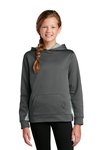 YST239 Sport-Tek Youth Sport-Wick CamoHex Fleece Colorblock Hooded Pullover Dark Smoke Grey/ White