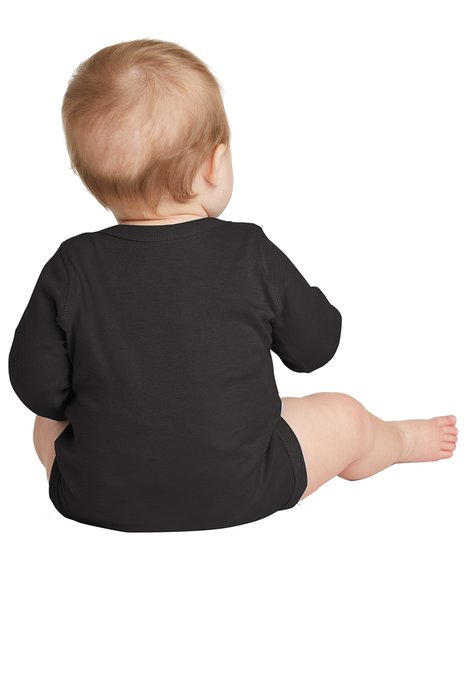 RS4411 Rabbit Skins Infant Long Sleeve Baby Rib Bodysuit Black