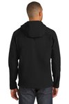 J706 Port Authority Textured Hooded Soft Shell Jacket Black/ Engine Red