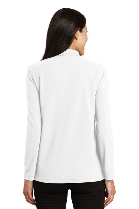L500LS Port Authority 5-ounce Ladies Silk Touch Long Sleeve Polo White