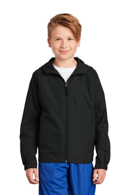 YST73 Sport-Tek Youth Hooded Raglan Jacket Black