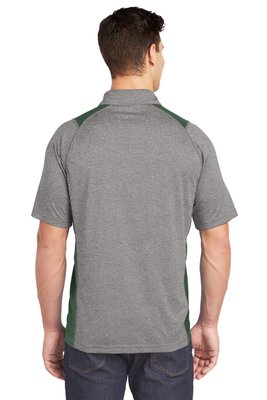 ST665 Sport-Tek 3.8-ounce Heather Colorblock Contender Polo Vintage Heather/ Forest Green