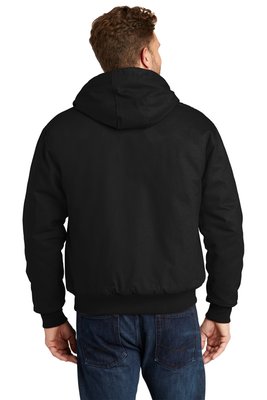 TLJ763H CornerStone Tall Duck Cloth Hooded Work Jacket Black